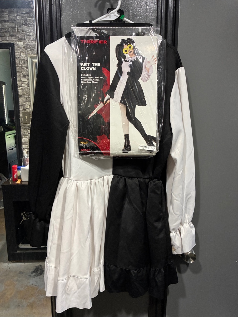 Art the Clown Spirit Black and White Harlequin Split Dress Costume